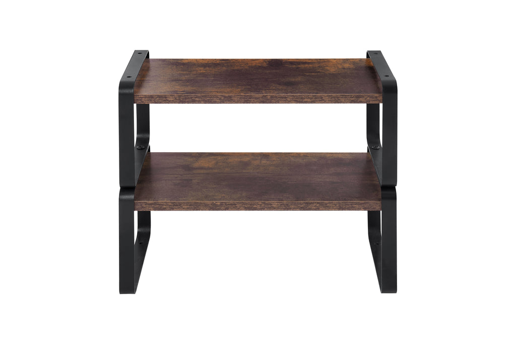 2-Tier Adjustable Storage Shelves with MDF & Metal Frame - Rustic Wood Look
