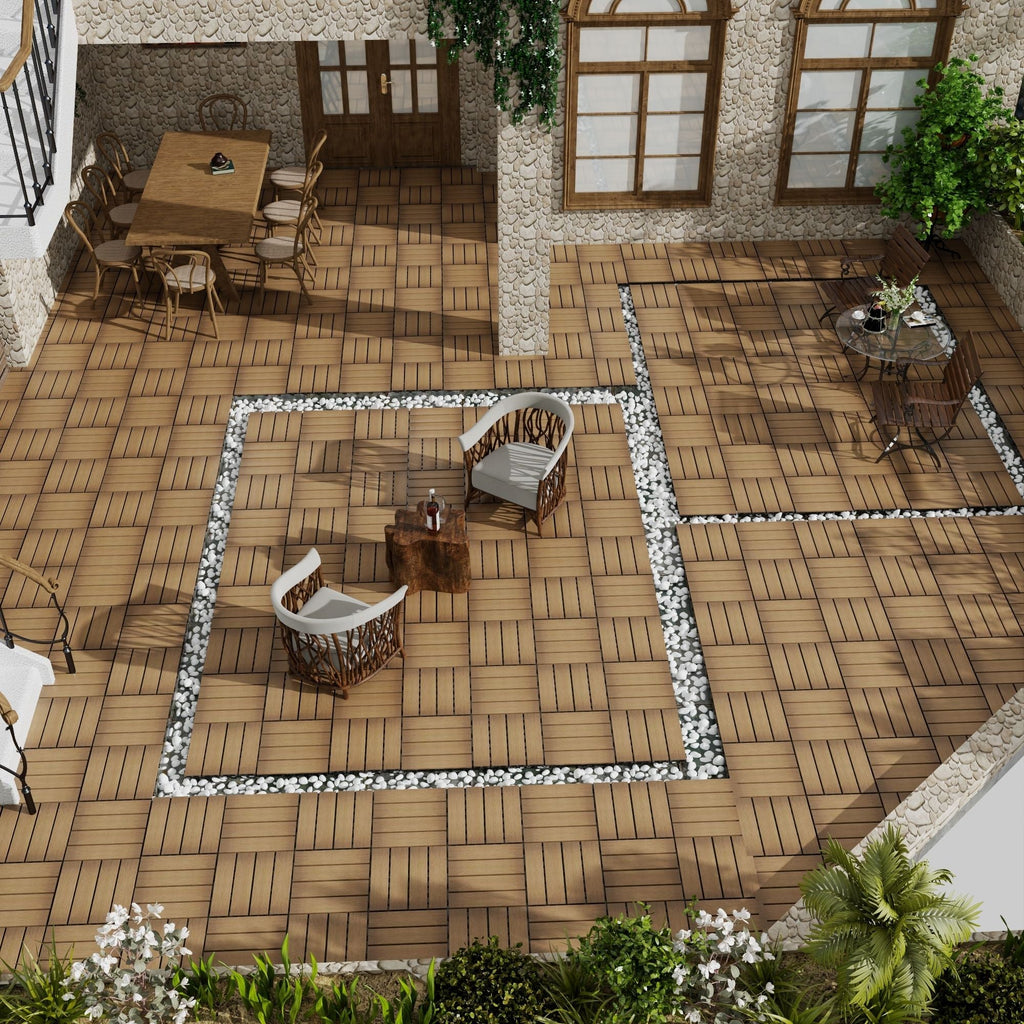 Weather Resistant Interlocking Deck Tiles - Light Brown or Dark Gray