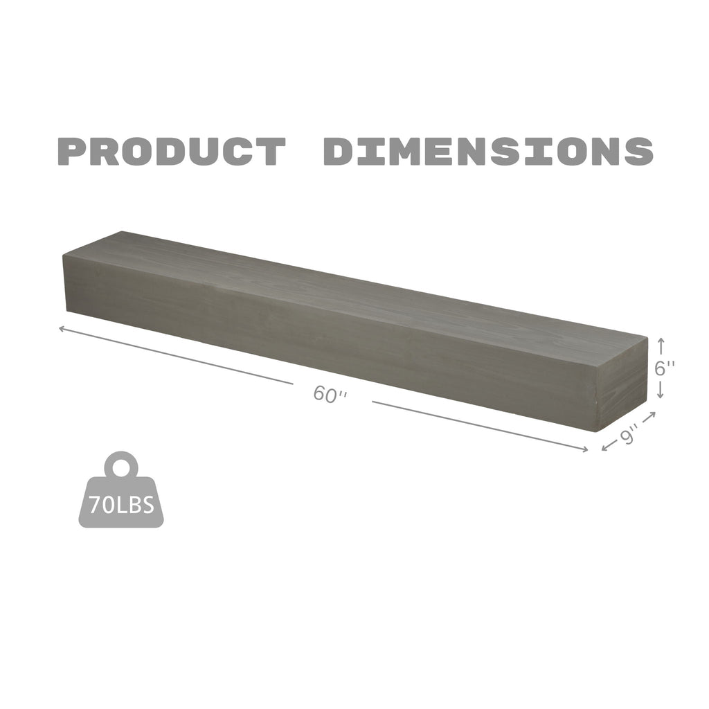 Floating Fireplace Mantel Shelf with Invisible Wall Mount - Multiple Colors