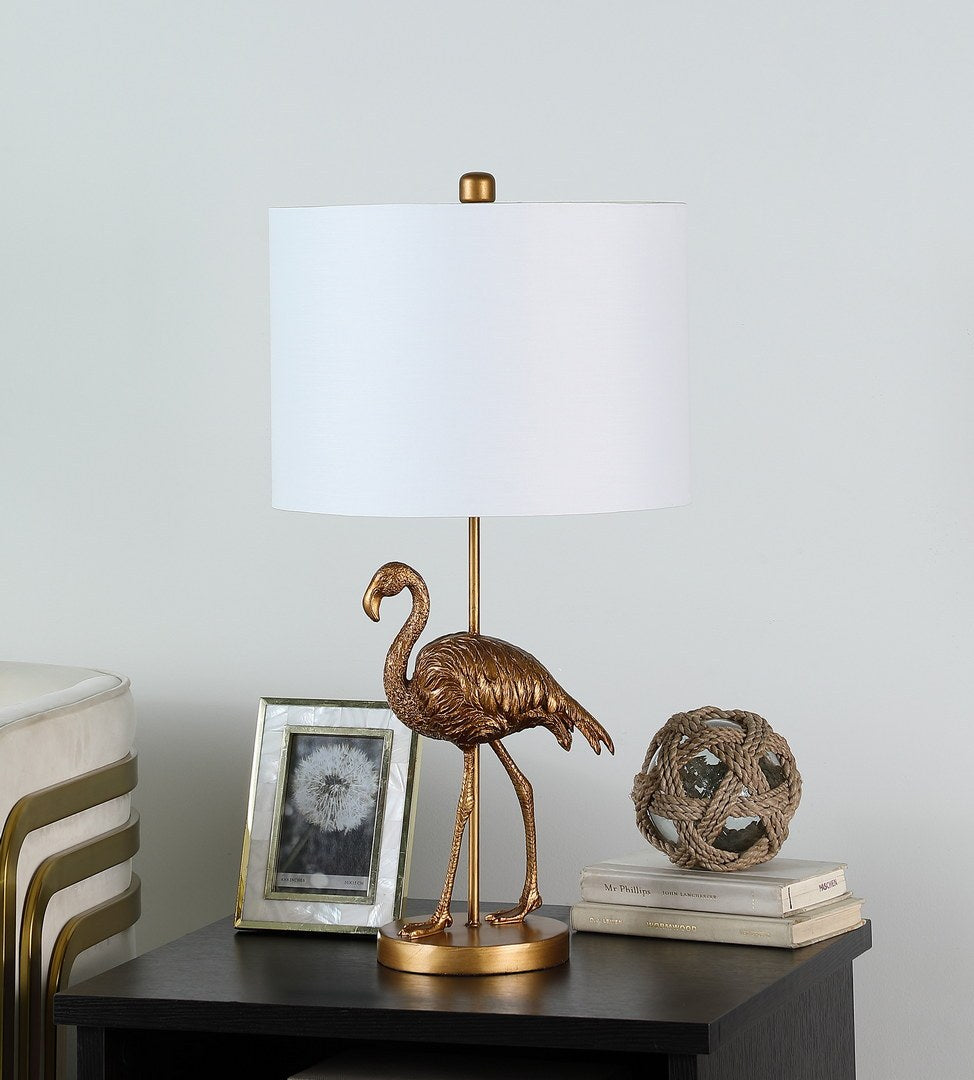 Matte Gold Flamingo Table Lamp with Resin Base - 26" High