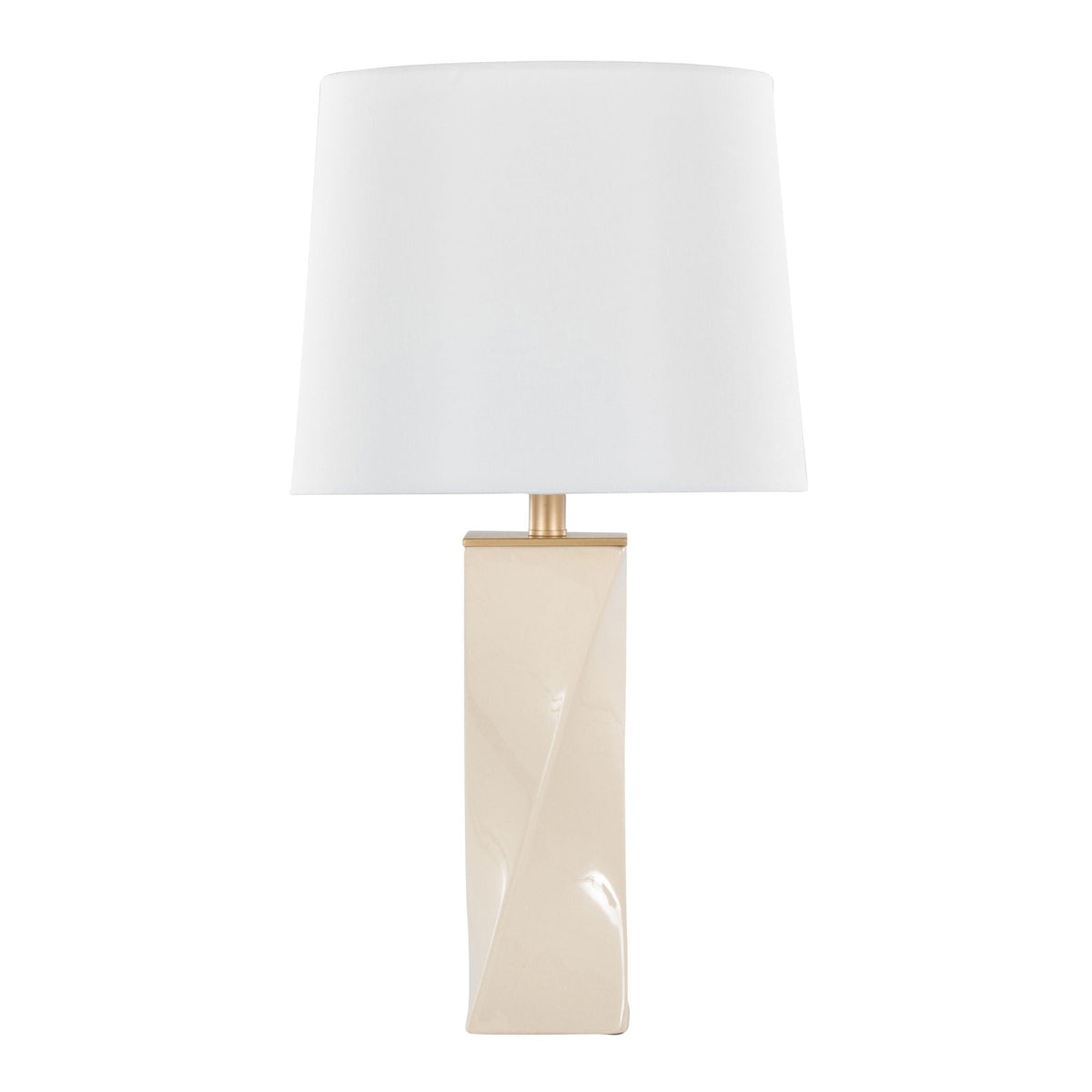 Curvo Square Contemporary Table Lamp with Twisted Ceramic Base - Green or Beige