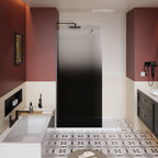 Gradient Shower Door with Handle - Matte Black Finish, Tempered Glass