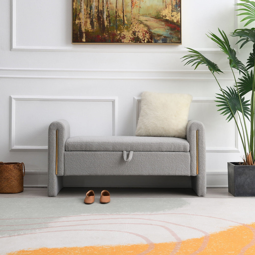 Modern Teddy Upholstered Bed End Bench with Storage - Multiple Colors