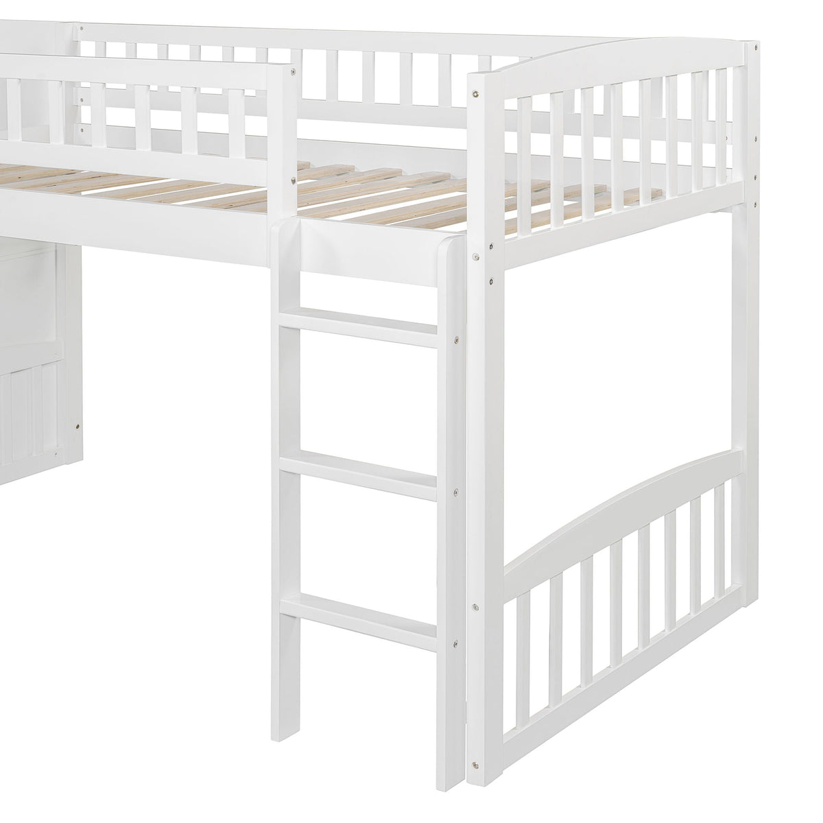Loft Stairway Bed with Drawers and Convertible Ladder - Twin