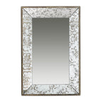 Antique Rectangle Mirror with Floral Accents - Pearl Silver