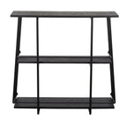 Industrial Bookcase with Black Bamboo & Steel Frame - Black