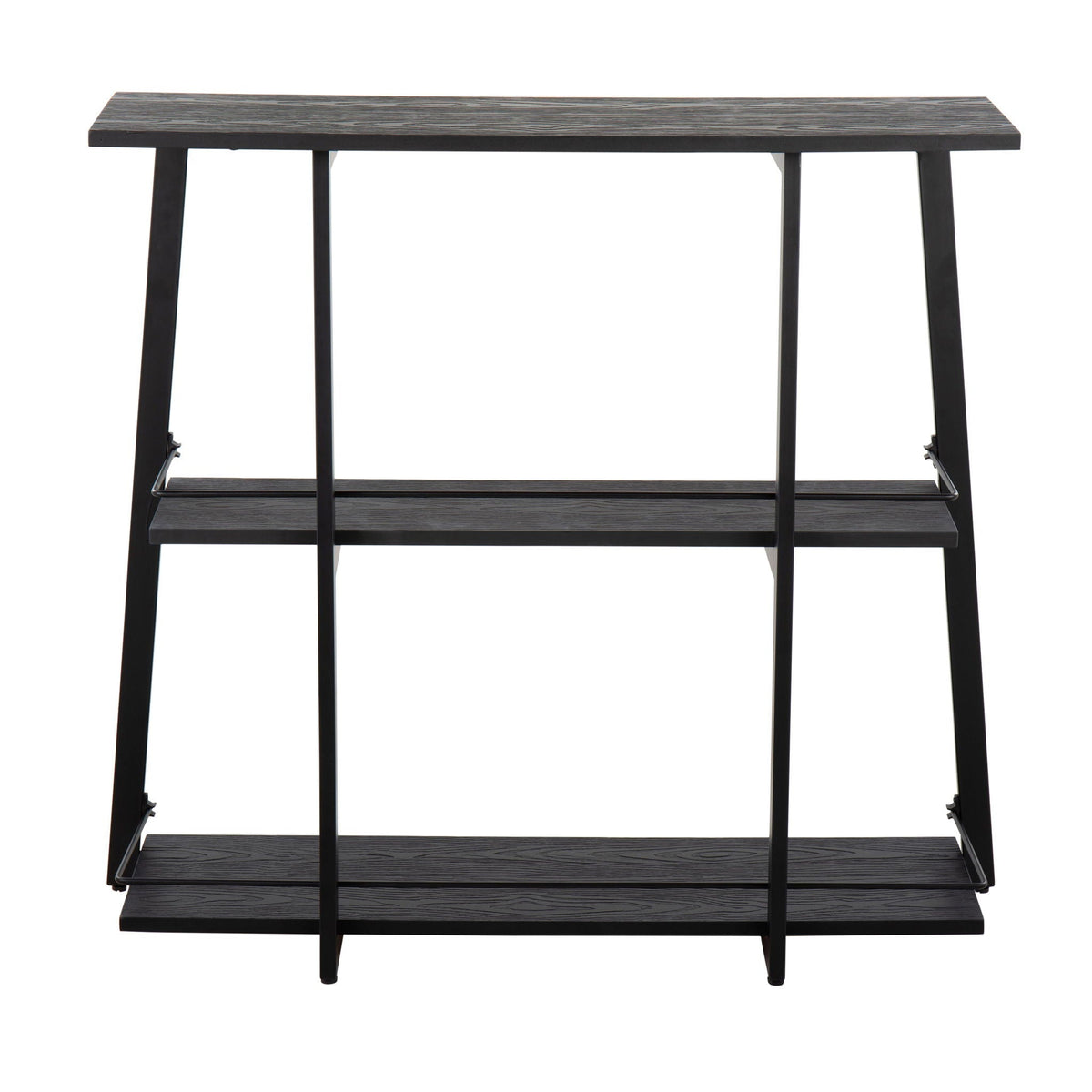 Industrial Bookcase with Black Bamboo & Steel Frame - Black