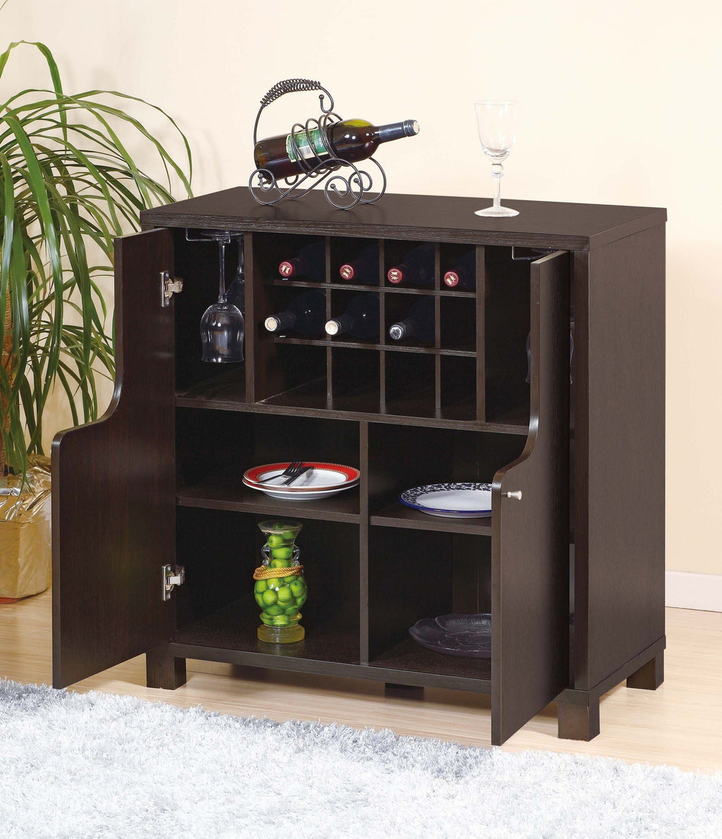 Wine Cabinet with Removable Wine Rack and Glass Racks - Red Cocoa