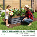 Large Galvanized Steel Garden Bed with Open-Bottom Drainage - Dark Gray