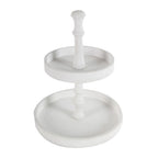 Two Tiered Round Wooden Tray with Farmhouse Style - White