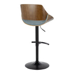 Mid-Century Modern Adjustable Bar Stool Set with Rounded T Footrest - Dark Gray or Light Blue