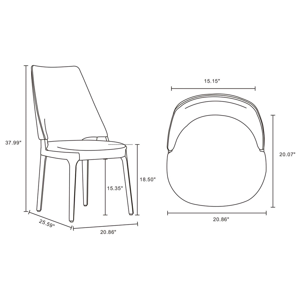 Kara Dining Chair Set of 2 with Solid Beech Wood Frame – Blue or Gray