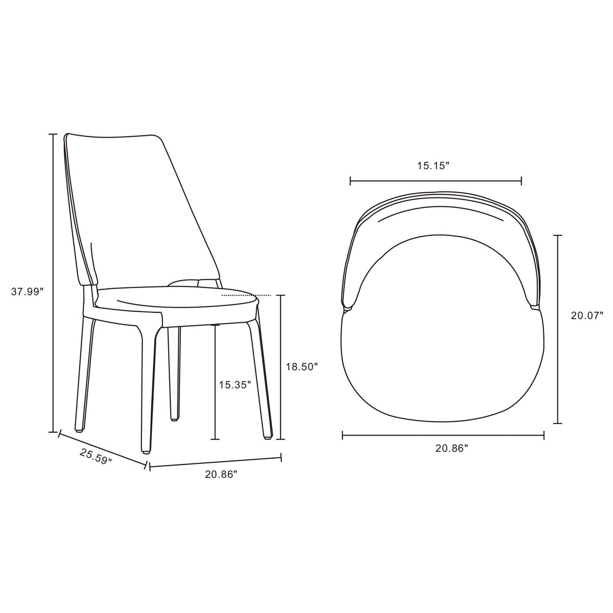 Kara Dining Chair Set of 2 with Solid Beech Wood Frame – Blue or Gray