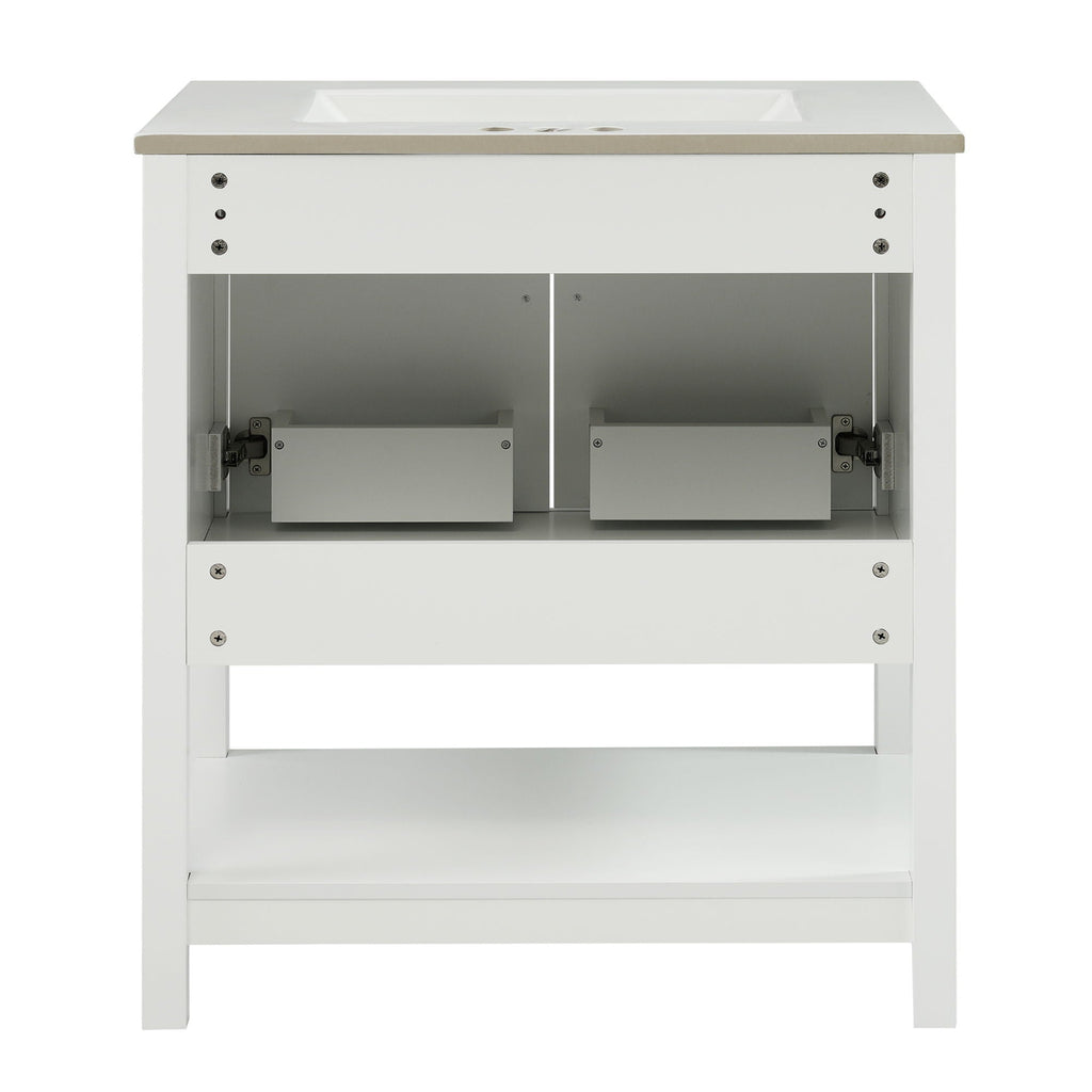 Elegant Bathroom Vanity with Ceramic Sink and Storage - White or Green