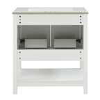Elegant Bathroom Vanity with Ceramic Sink and Storage - White or Green