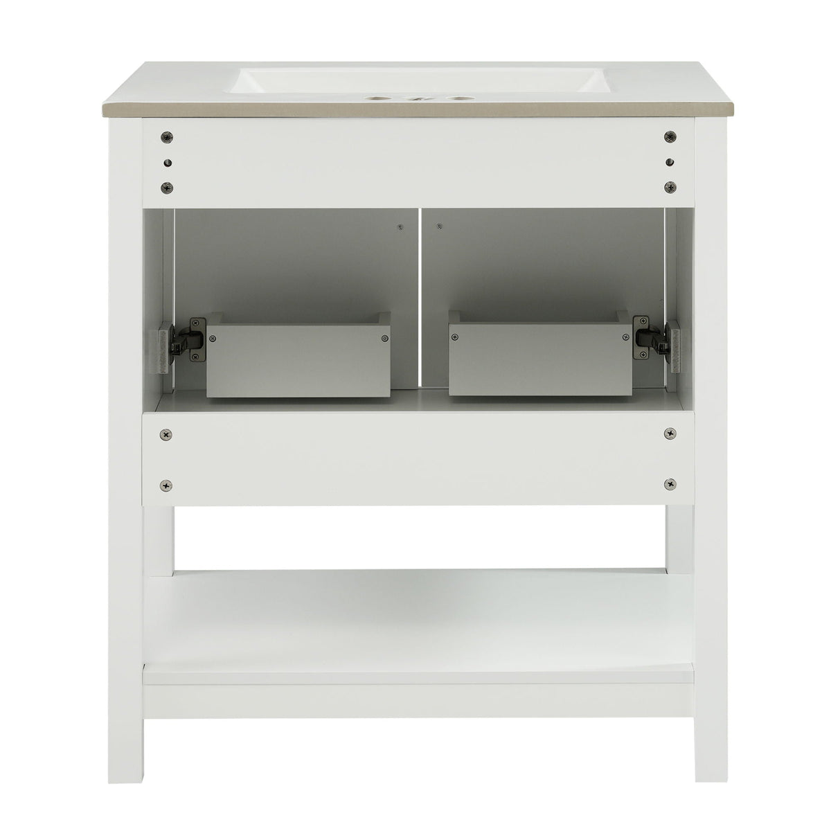 Elegant Bathroom Vanity with Ceramic Sink and Storage - White or Green