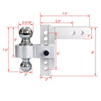 Adjustable Trailer Drop Hitch with 6" Adjustment - Silver