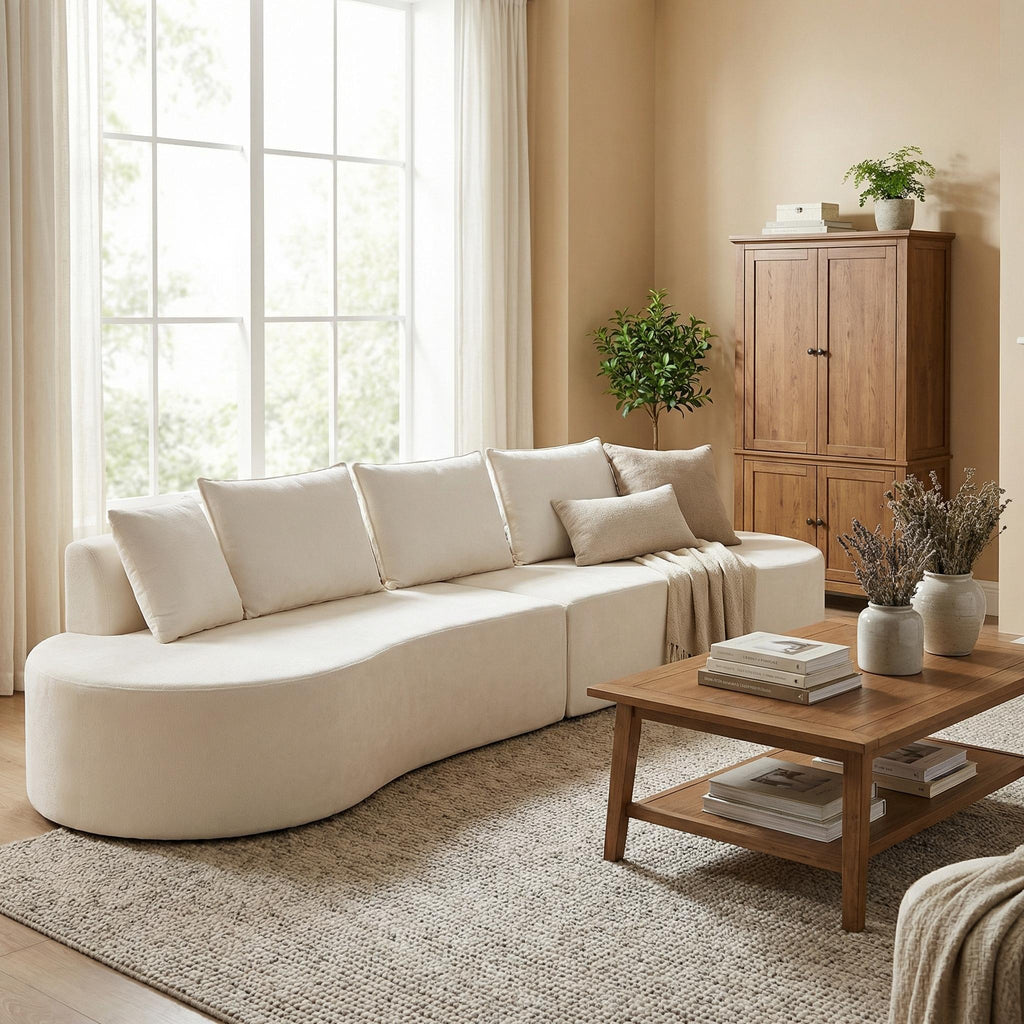 Modern Curved Modular Sectional Sofa with Modular Design - 138.6" Wide