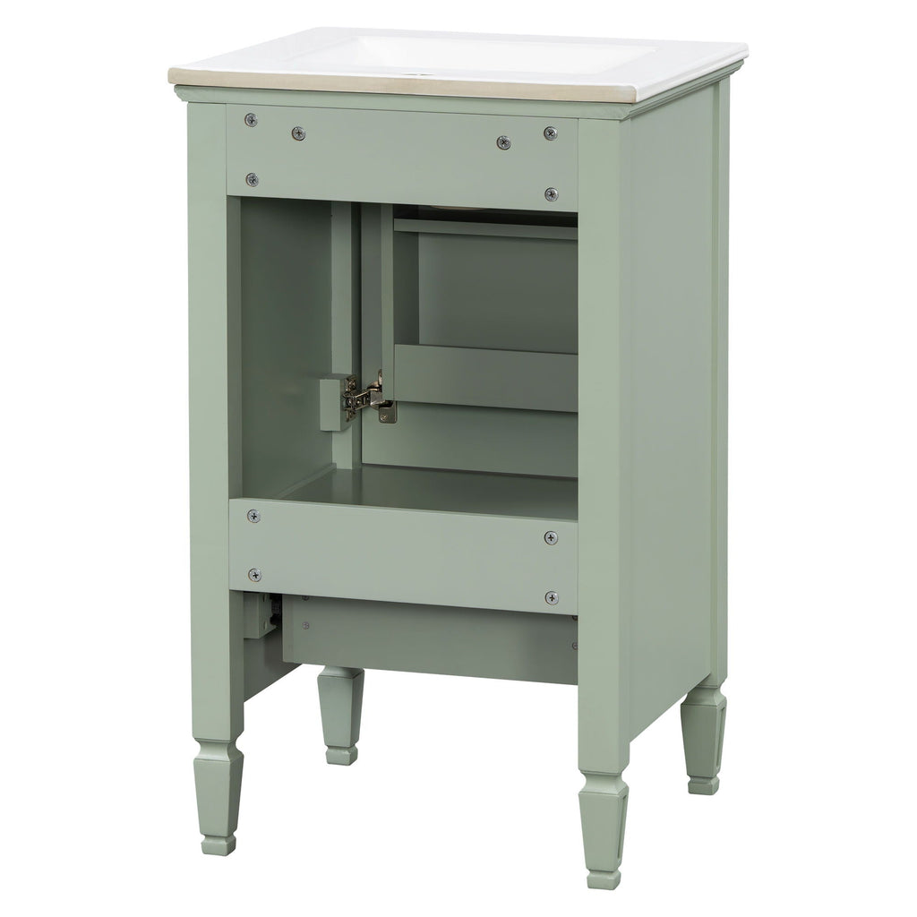 Retro Bathroom Vanity With Sink with Soft-Closing Doors - Green or Dark Gray