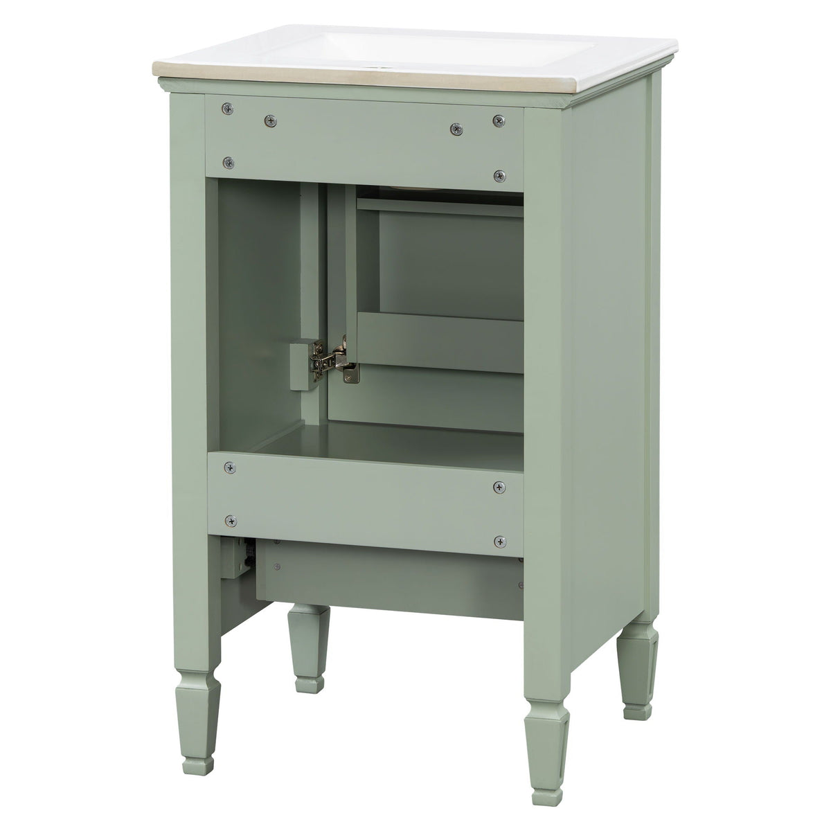 Retro Bathroom Vanity With Sink with Soft-Closing Doors - Green or Dark Gray