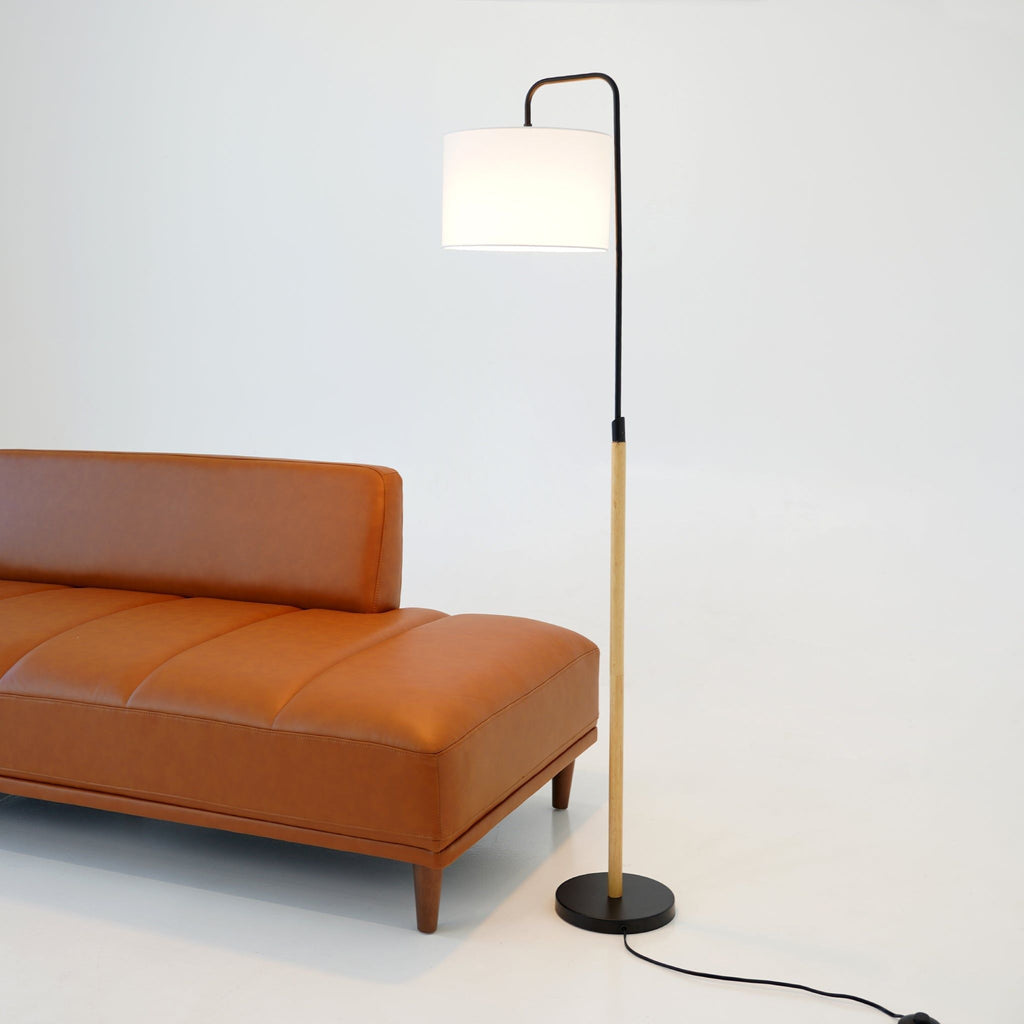 Arc Floor Lamp with Cylinder Shade and Foot Switch - Black