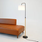 Arc Floor Lamp with Cylinder Shade and Foot Switch - Black