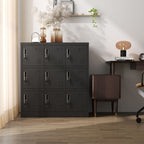9 Door Employee Storage Locker with Card Slot - Black