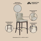 Bar Height Barstool with Backrest - White, Gray, Black