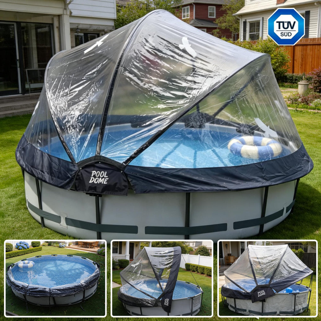 15 Ft Round Multifunctional All Weather Pool Dome Enclosure - Black/White