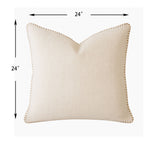 Ivory Throw Pillow with Decorative Stitching - Linen-Like Texture
