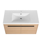 Bathroom Vanity Set with Resin Countertop Sink and 2 Doors - Light Brown Oak