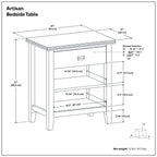 Handcrafted Bedside Table with Drawer and Shelf - Multiple Colors