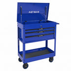 3 Drawers Multifunctional Tool Cart With Wheels - Blue & Black