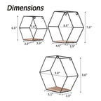 Wall Mounted Hexagonal Floating Shelves - Black (Set of 3)