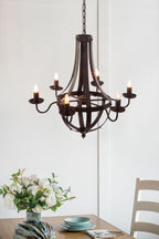 6 Light Metal Chandelier - Black