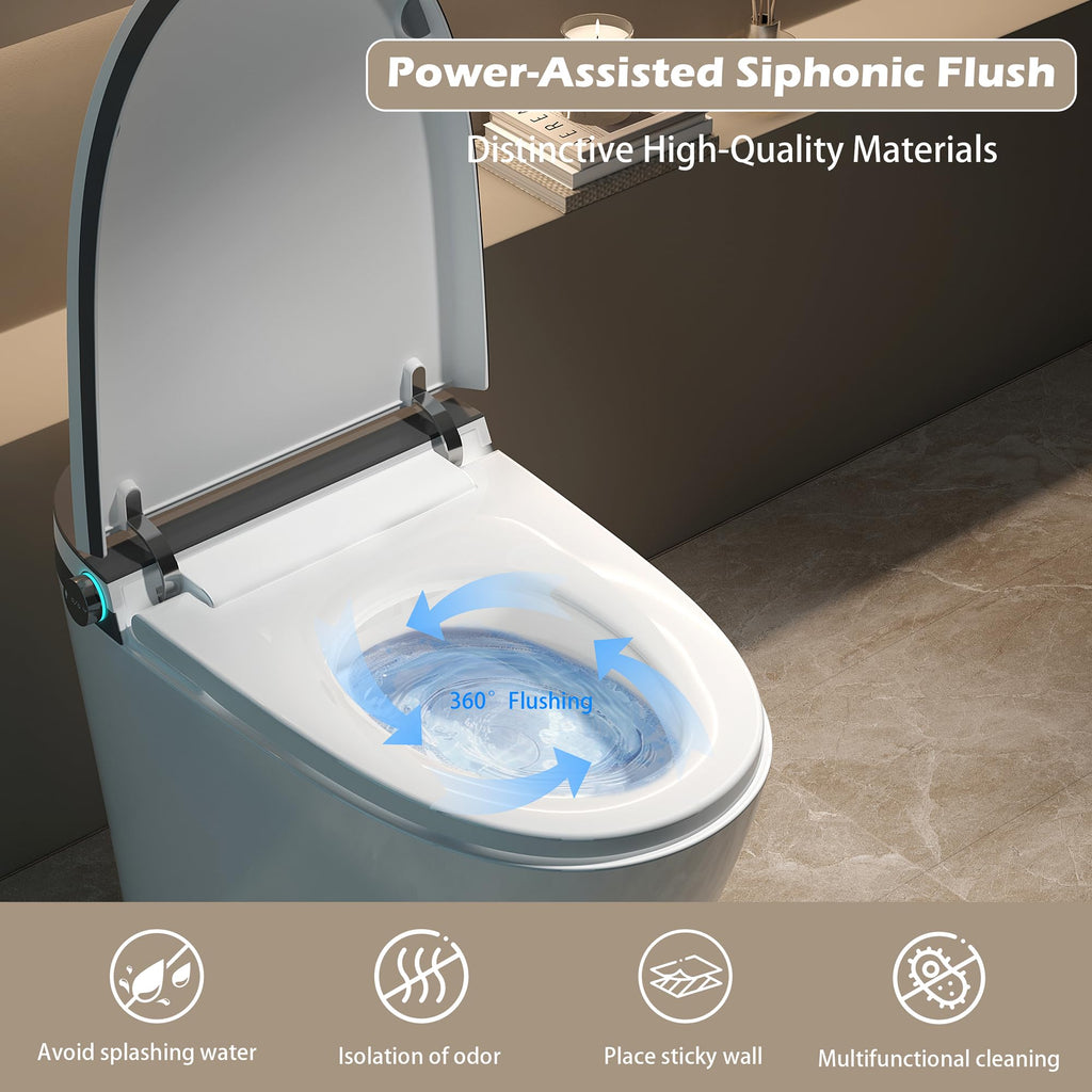 Smart Toilet with Built-In Bidet and Heated Seat - White
