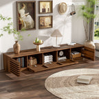 Walnut TV Stand for TVs with Cable Management and Soft-Closing Hinges - Walnut