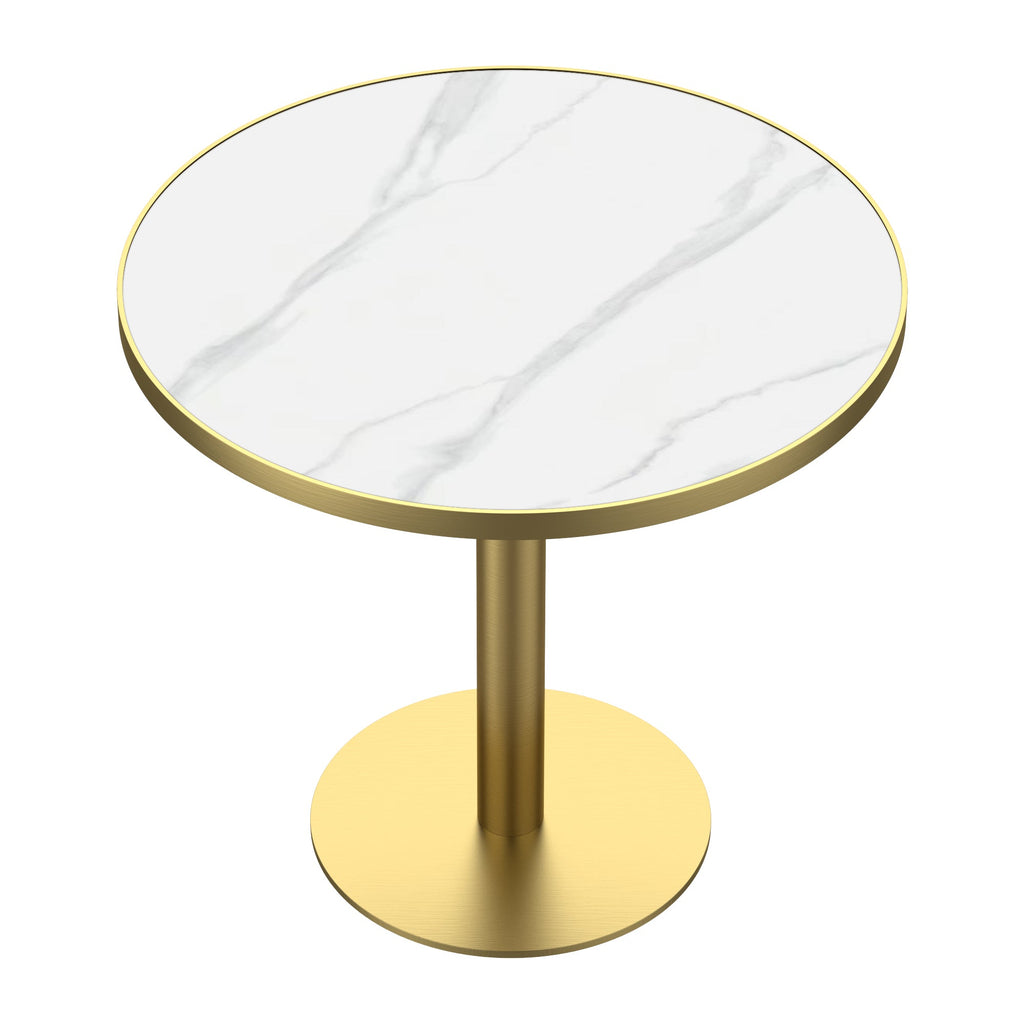 Round Modern Tulip Dining Table with Sintered Stone Top - Faux Marble