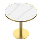 Round Modern Tulip Dining Table with Sintered Stone Top - Faux Marble