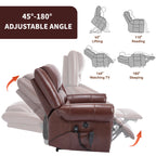 Genuine Leather Power Lift Recliner Chair with Heat and Massage – Brown or Red