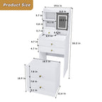 3-in-1 Dressing Table Vanity Set with LED Mirror and Storage - White