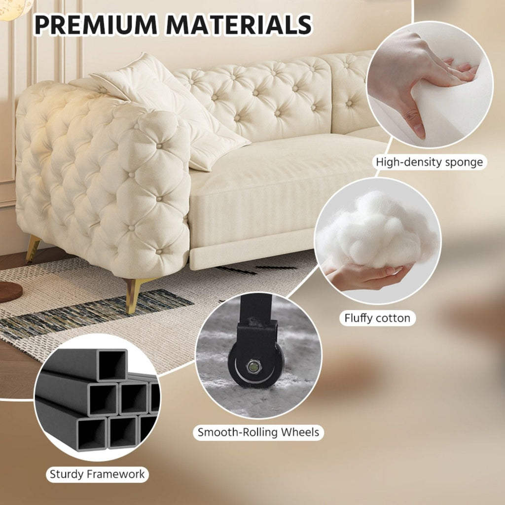 3-In-1 Convertible Sleeper Sofa Set with Deep Seat & Movable Ottoman - White, Beige, Gray