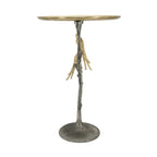 Metal Dual Bird Side Table with Round Tray - Gold
