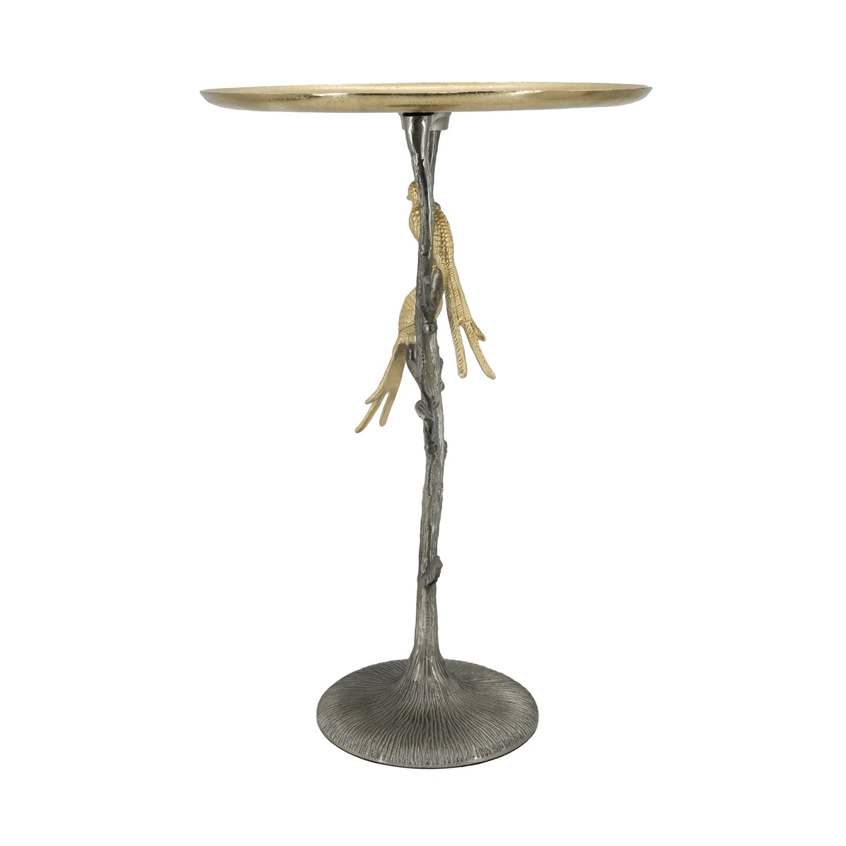 Metal Dual Bird Side Table with Round Tray - Gold