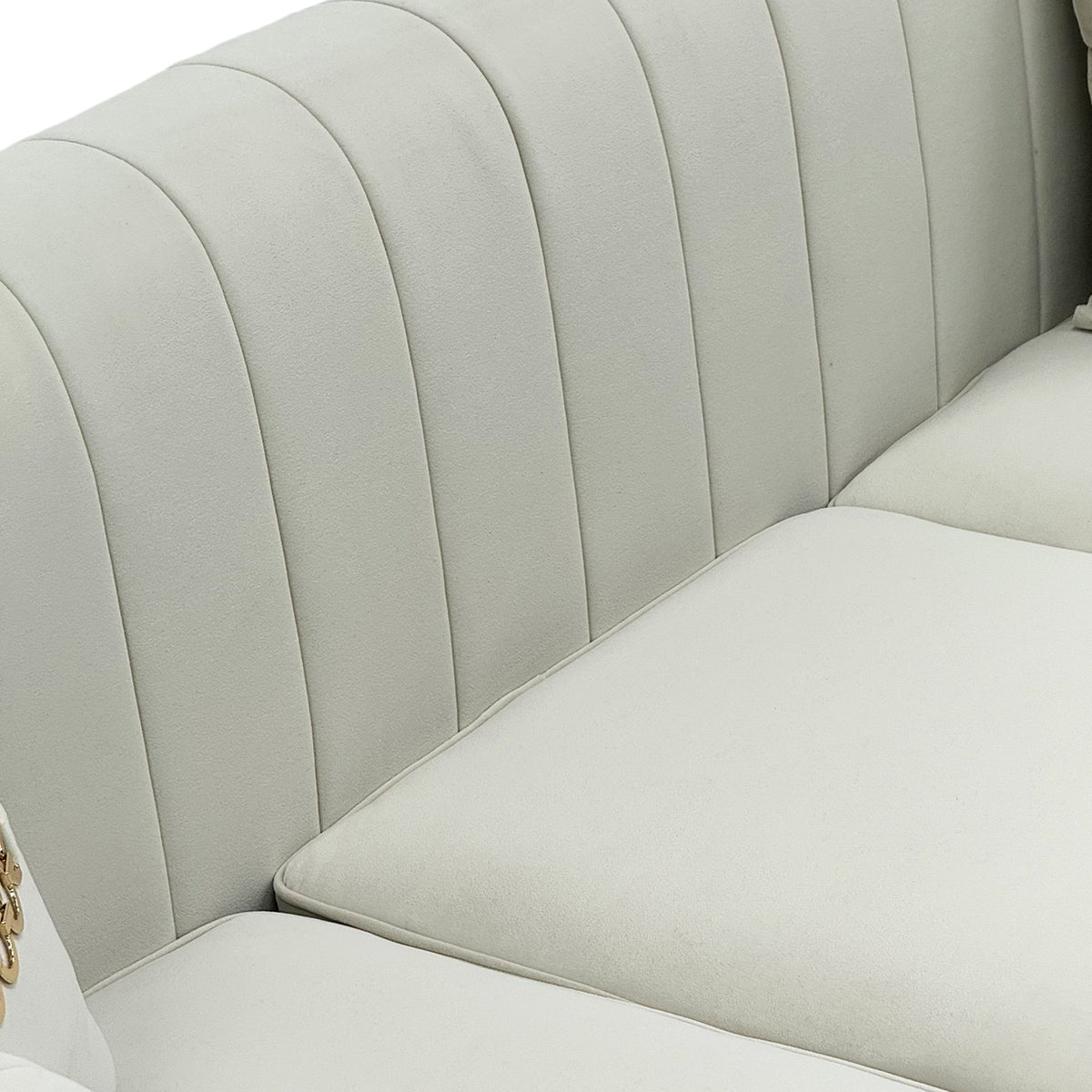 FX-P82B-BE Velvet 3-Seater Sofa