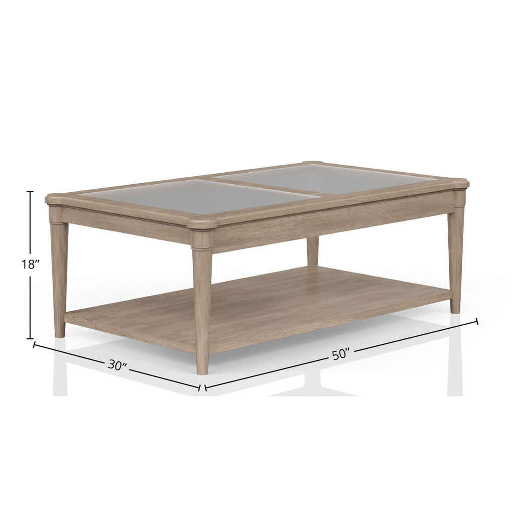 Frosted Glass Top Cocktail Table with Casters - Sand
