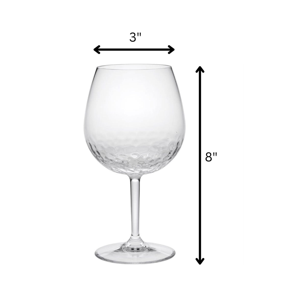 Tritan Unbreakable Wine Glass Set with Hammer Design – Clear, 22oz, BPA-Free