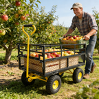 Outdoor Wagon Cart with Metal Frame - Green