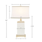Rectangular Ceramic Table Lamp with Ivory Base & Silver Accents - Ivory