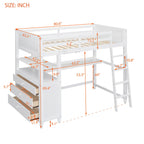 Twin Loft Bed with Drawers and Desk - White
